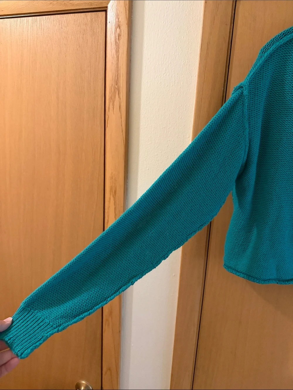 We the Free Free People Women’s Inside Out Cropped Crewneck Sweater Teal XS